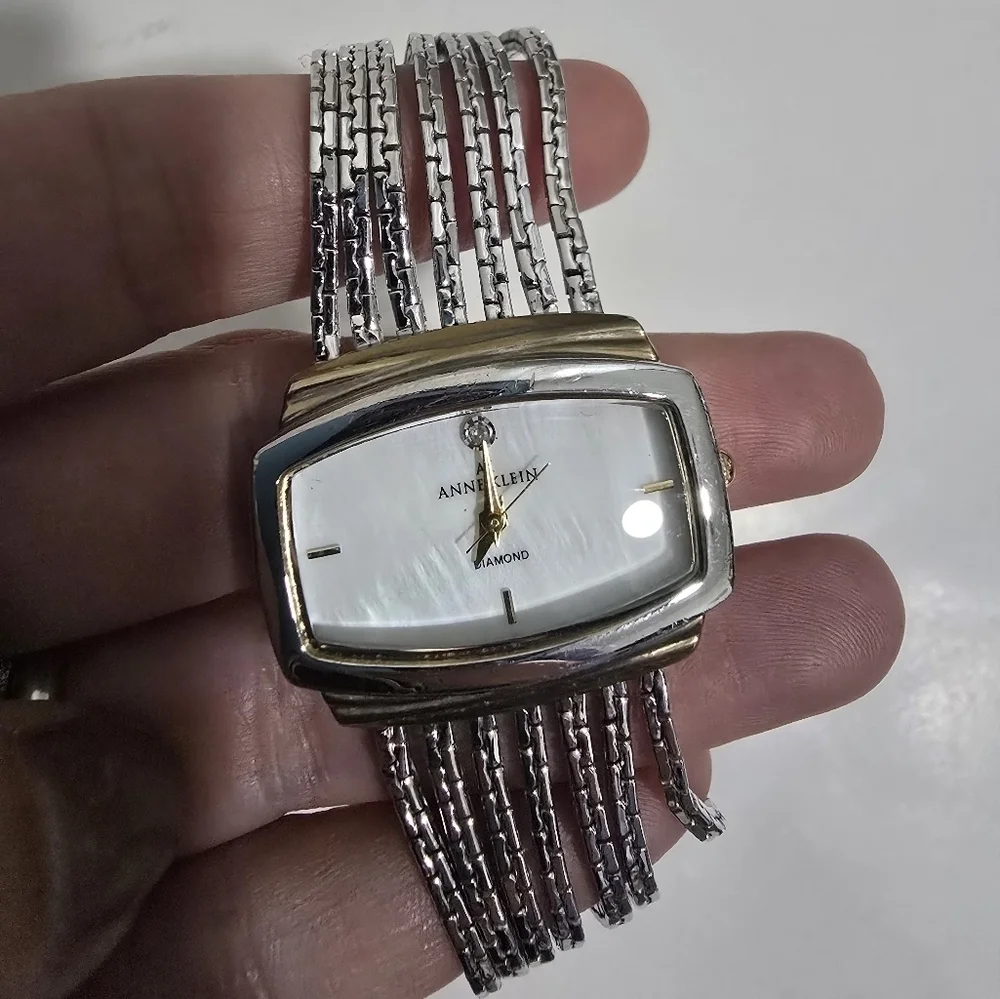 Anne Klein Diamond Silver Tone wrist watch jewelry